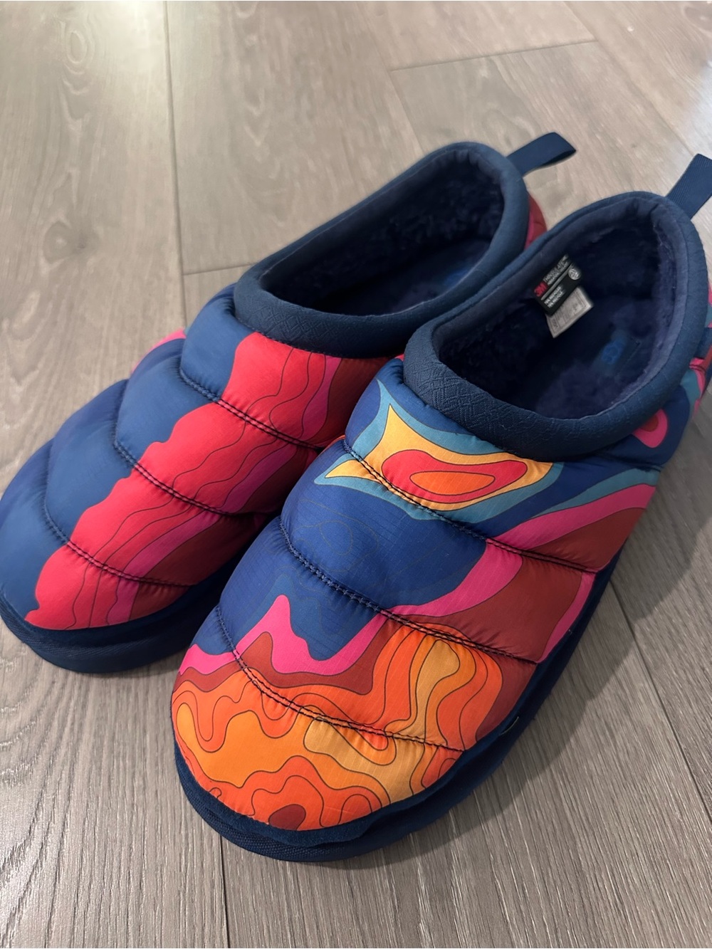 UGG Men's Multicolor Navy, Pink & Orange Puffer Slip-On Slippers